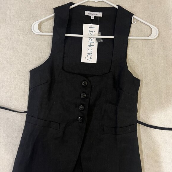 Black Linen Vest - Size S - NWT - Picture 2 of 6